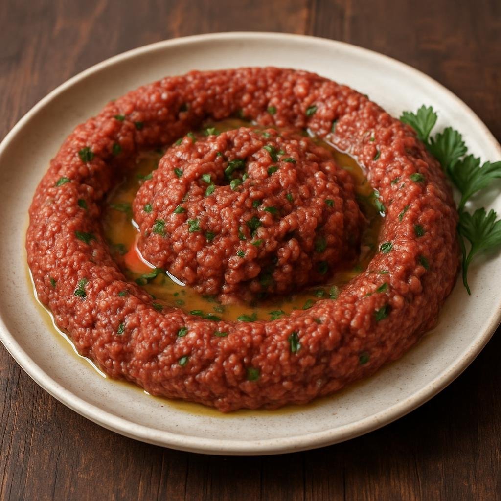 Entree: Lebanon – Northern Lebanon – كبة نية ➤ Kibbeh Nayyeh (Raw spiced ground lamb and bulgur tartare) recipe