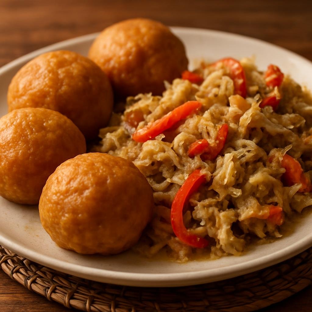 Entree: Antigua and Barbuda – Southern Culinary Region – Ducana and Saltfish (Sweet coconut-and-sweet-potato dumplings served with salted cod cooked with peppers and aromatics) recipe