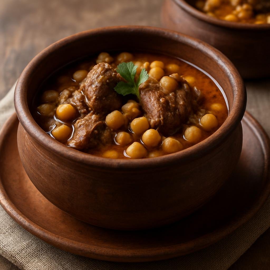 Entree: Azerbaijan – Central Culinary Region – Piti (Slow-braised Azerbaijani lamb and chickpea stew traditionally cooked and served in individual earthenware pots) recipe