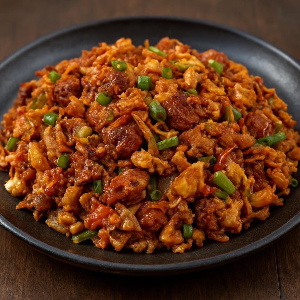 Entree: Sri Lanka – Southern Coast – කොත්තු රොටි ➤ Kottu roti (Stir-fried chopped flatbread with vegetables, eggs, and spiced meat) recipe