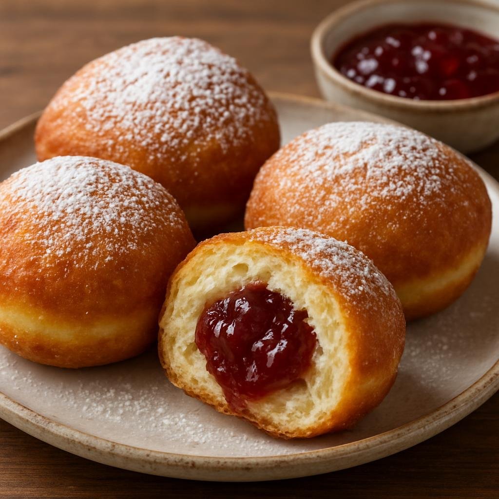 Entree: Austria – Tyrol – Zillertaler Krapfen (Yeast-raised fried filled pastries traditionally from Tyrol often filled with fruit jam) recipe