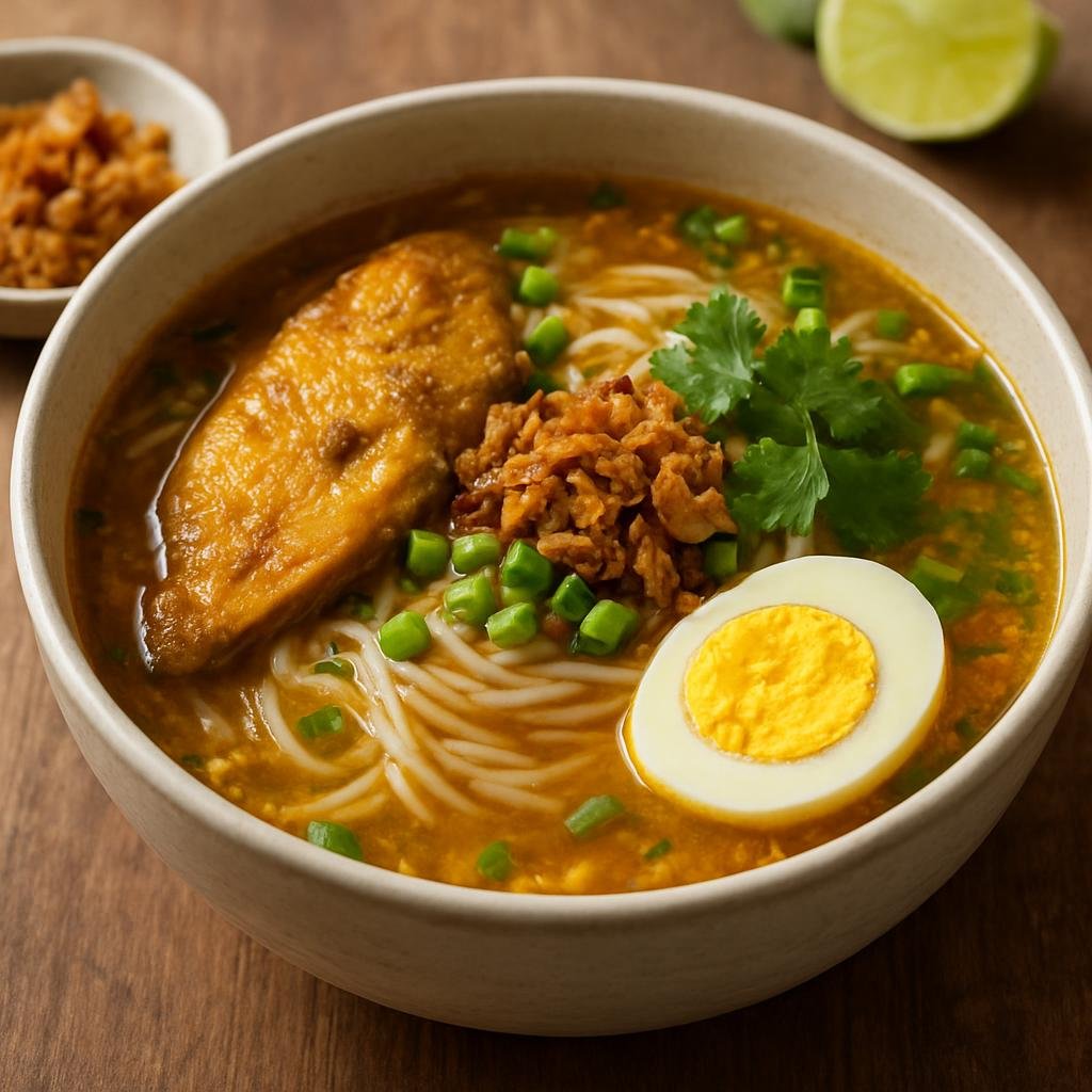 Entree: Myanmar – Rakhine Coastal – ရခိုင် မုန်ဟင်းခါး ➤ Rakhine Mohinga (Coastal fish and rice noodle soup with a fragrant spiced fish broth) recipe