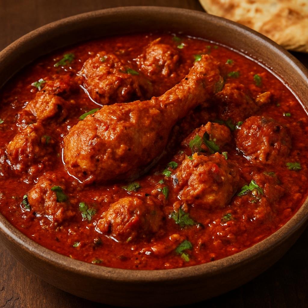Entree: India – Rayalaseema – రాయలసీమ కోడి కూర ➤ Rayalaseema Kodi Koora (A fiery, rustic chicken curry from Rayalaseema known for bold red chilies and robust masala flavors) recipe