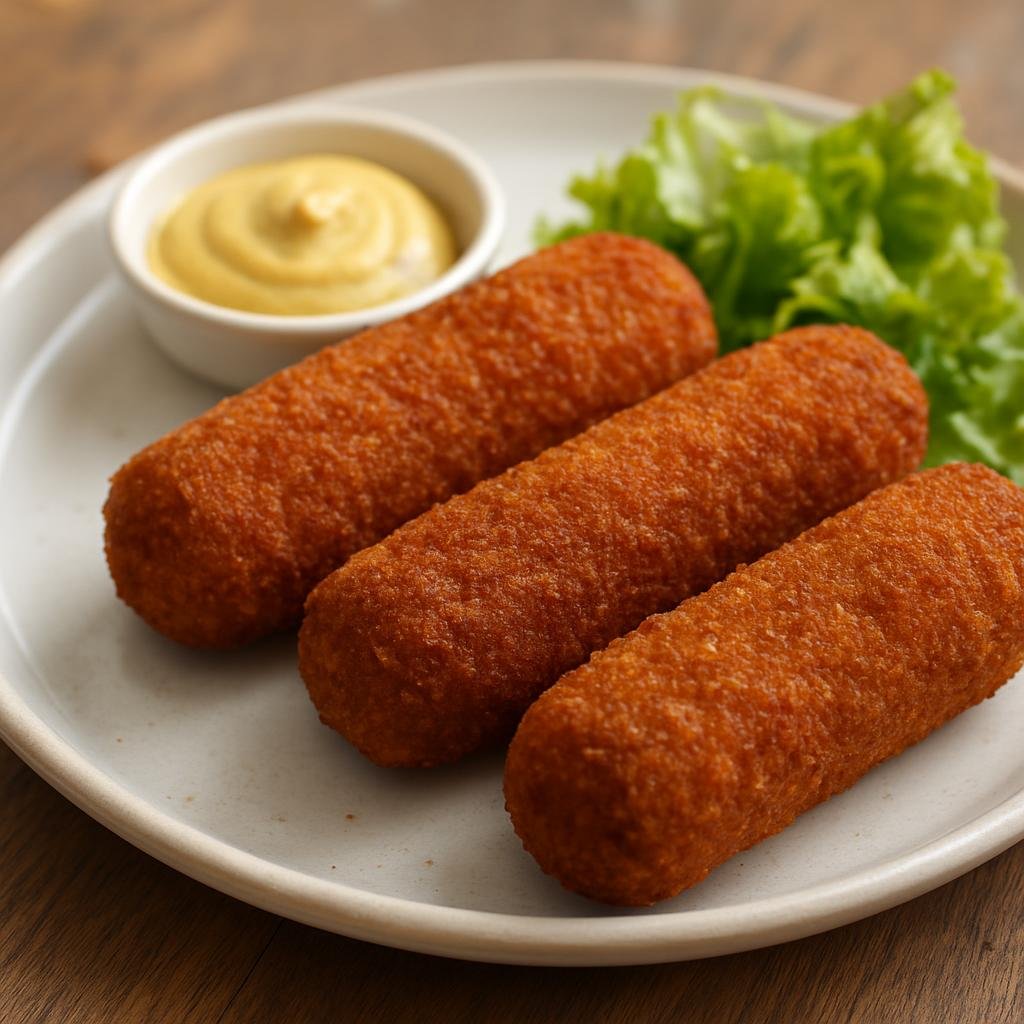 Entree: Netherlands – Limburg – Kroketten (Savory deep-fried croquettes made from a thick beef ragout coated in breadcrumbs) recipe