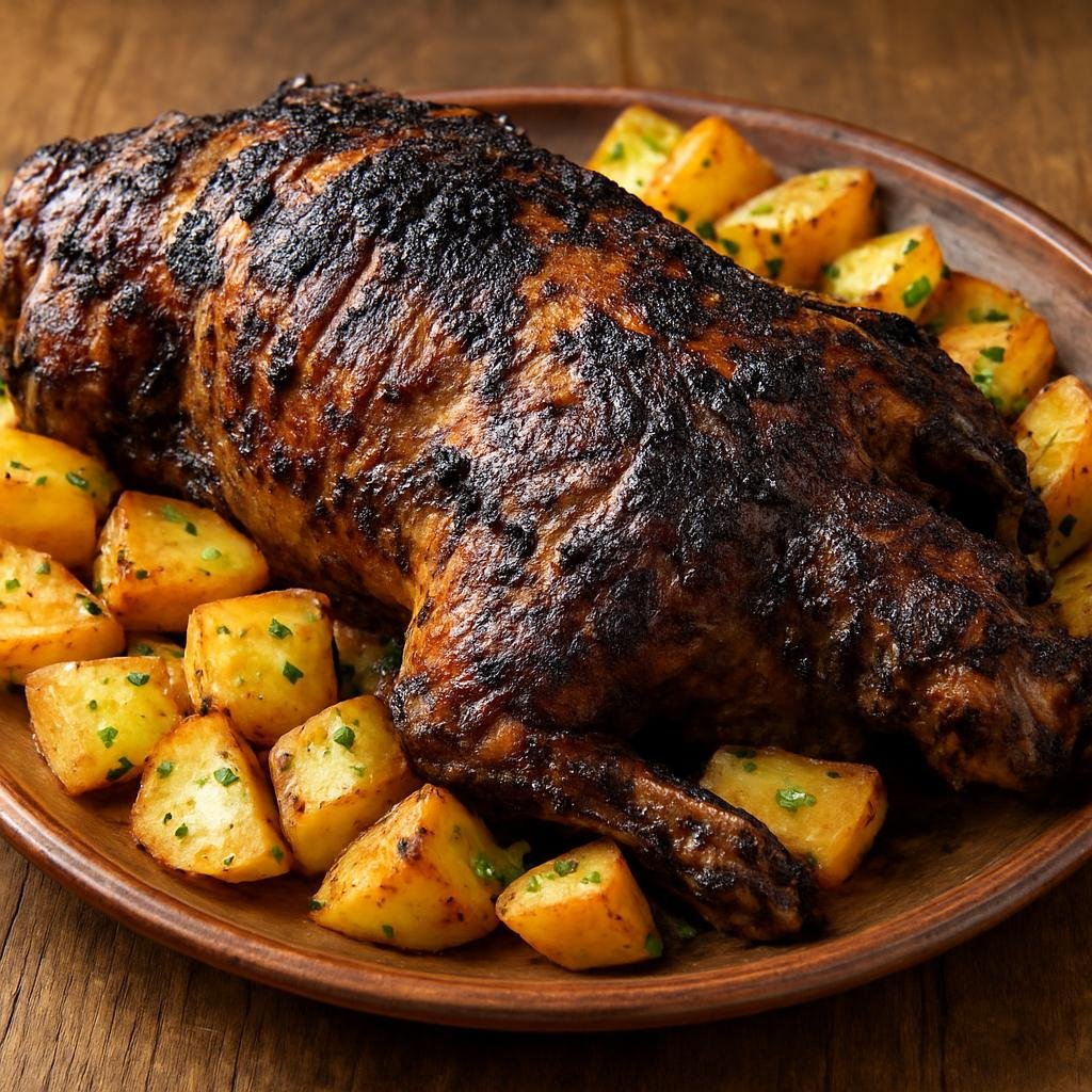 Entree: Bulgaria – Southern Culinary Region – чеверме ➤ cheverme (Traditional spit-roasted whole lamb slow-cooked over coals until charred outside and tender inside) recipe