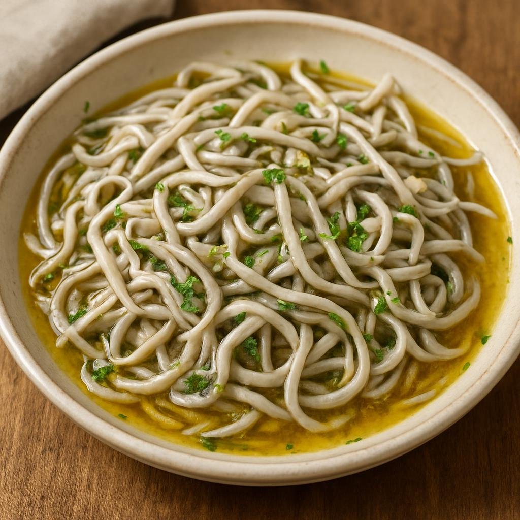 Entree: France – Bordeaux / Aquitaine – Pibales (sauteed baby eels in butter and wine) recipe