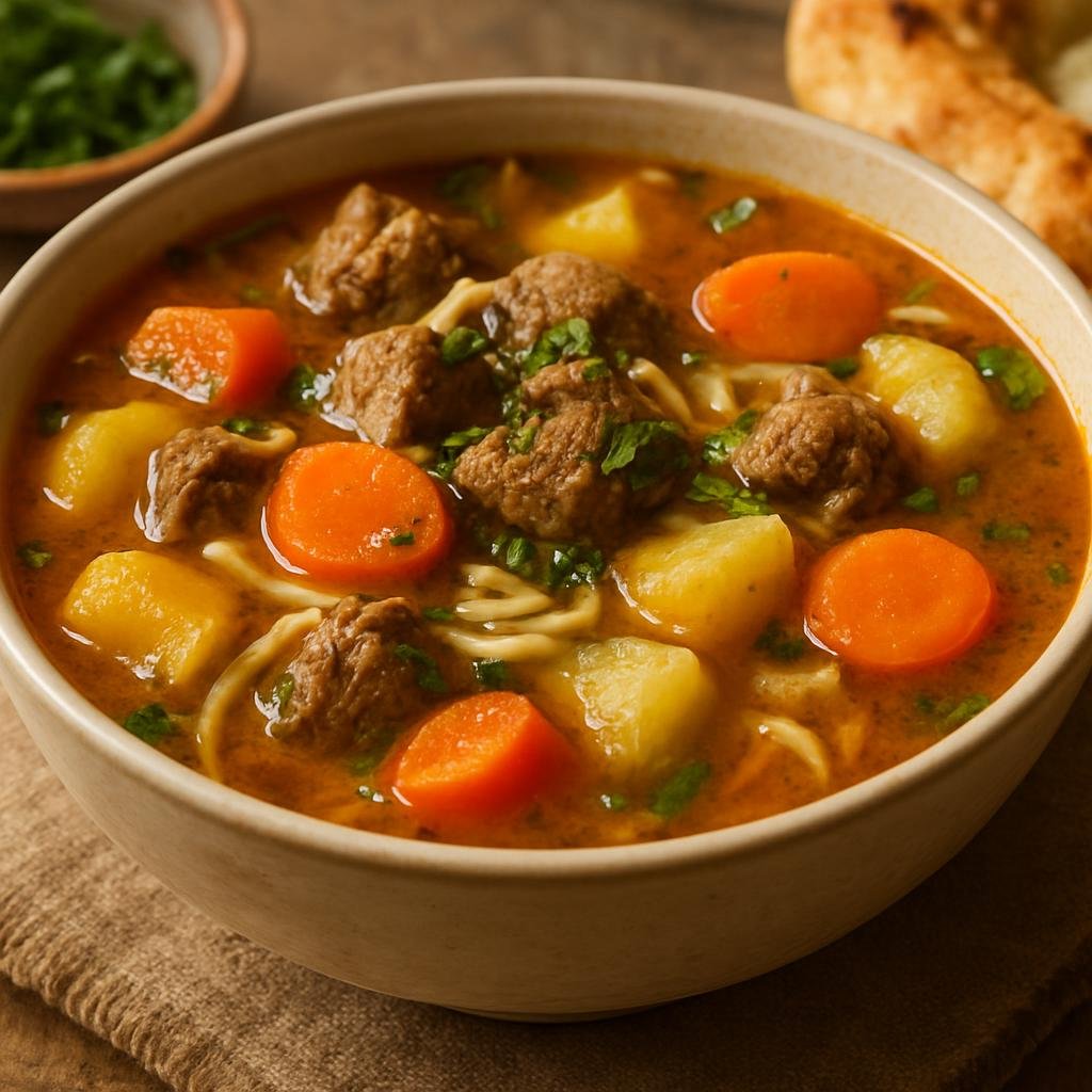 Entree: Afghanistan – Kabul & Central Afghanistan – شوروا ➤ Shorwa (Traditional Afghan meat and vegetable soup made with lamb, root vegetables, and warming spices) recipe