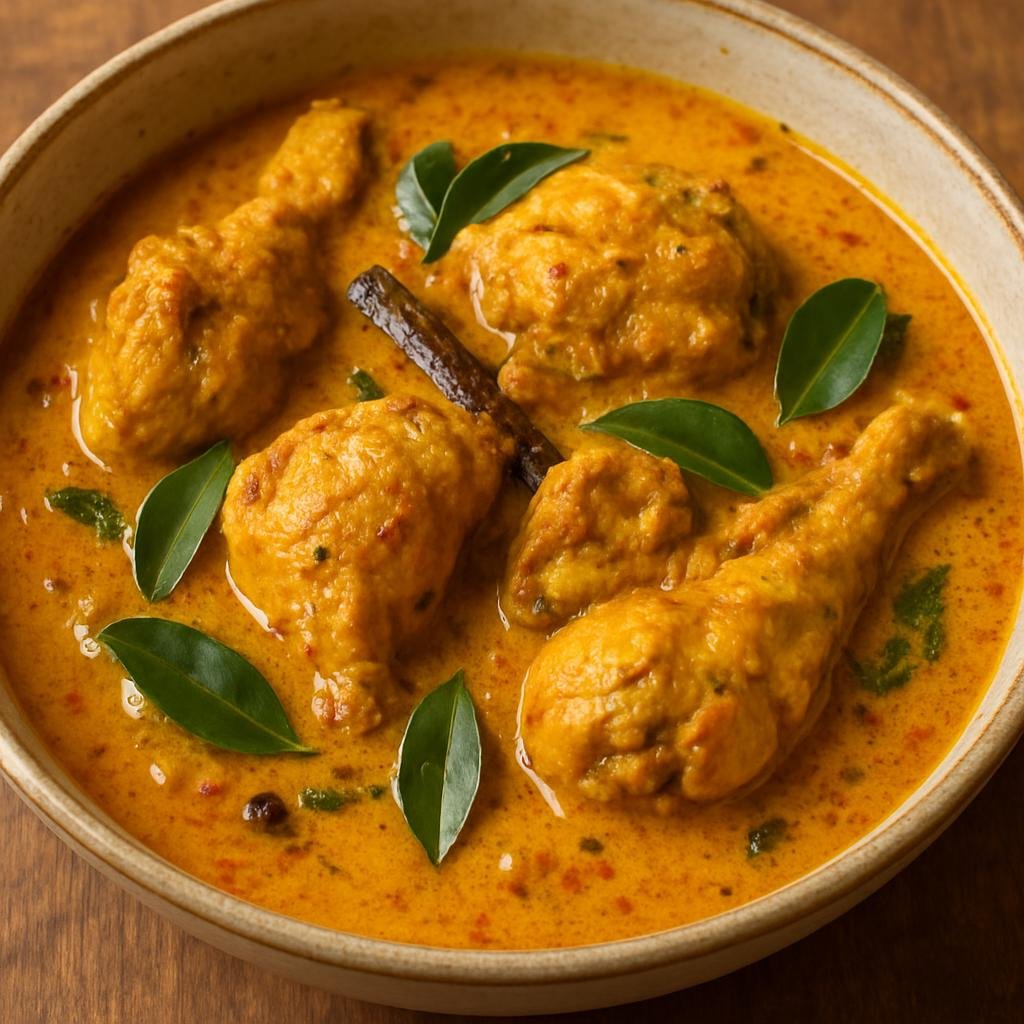Entree: Sri Lanka – Southern Coast – කුකුල් මස් කරි ➤ Kukul mas kari (Sri Lankan coconut-based chicken curry simmered with roasted spices, curry leaves, and aromatics) recipe