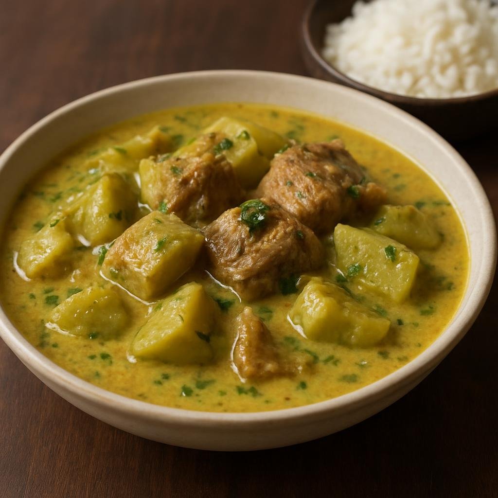 Entree: Tanzania – Tanzanian Highlands – Supu ya Ndizi (Savory green banana soup with meat and coconut milk) recipe