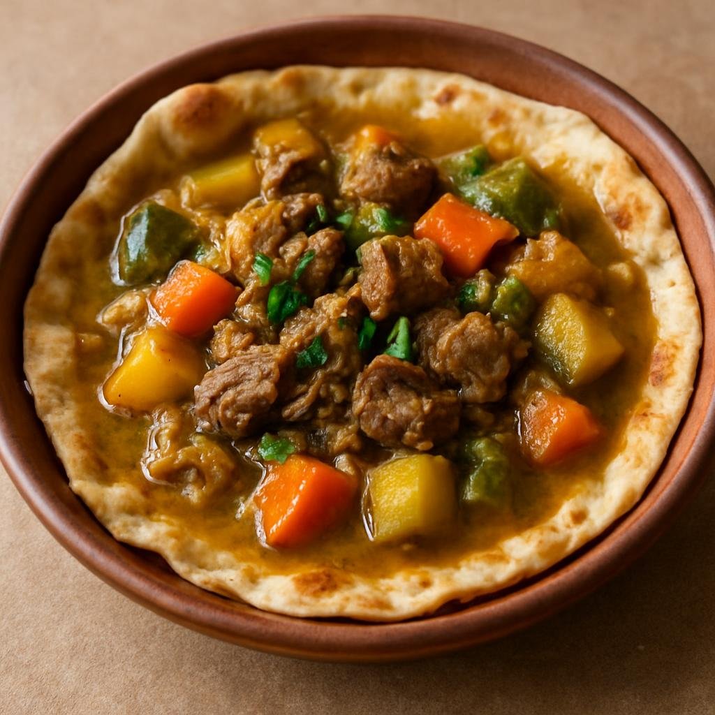 Entree: Saudi Arabia – Najd – ثريد ➤ Tharīd (Flatbread soaked with a spiced meat and vegetable broth) recipe