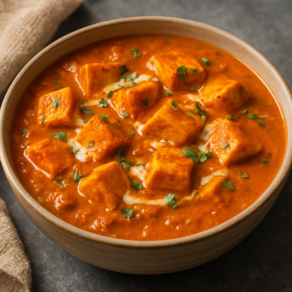 Entree: British Indian Ocean Territory – Southern Culinary Region – Paneer Butter Masala (Soft paneer cheese simmered in a rich, buttery tomato-cream masala sauce) recipe