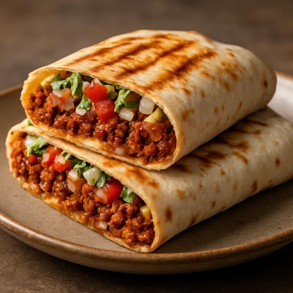 Entree: United States – Arizona-Sonoran – Chorizo Burrito (Large flour tortilla filled with spicy Mexican chorizo, beans, cheese, and traditional Sonoran-style toppings, folded and grilled) recipe