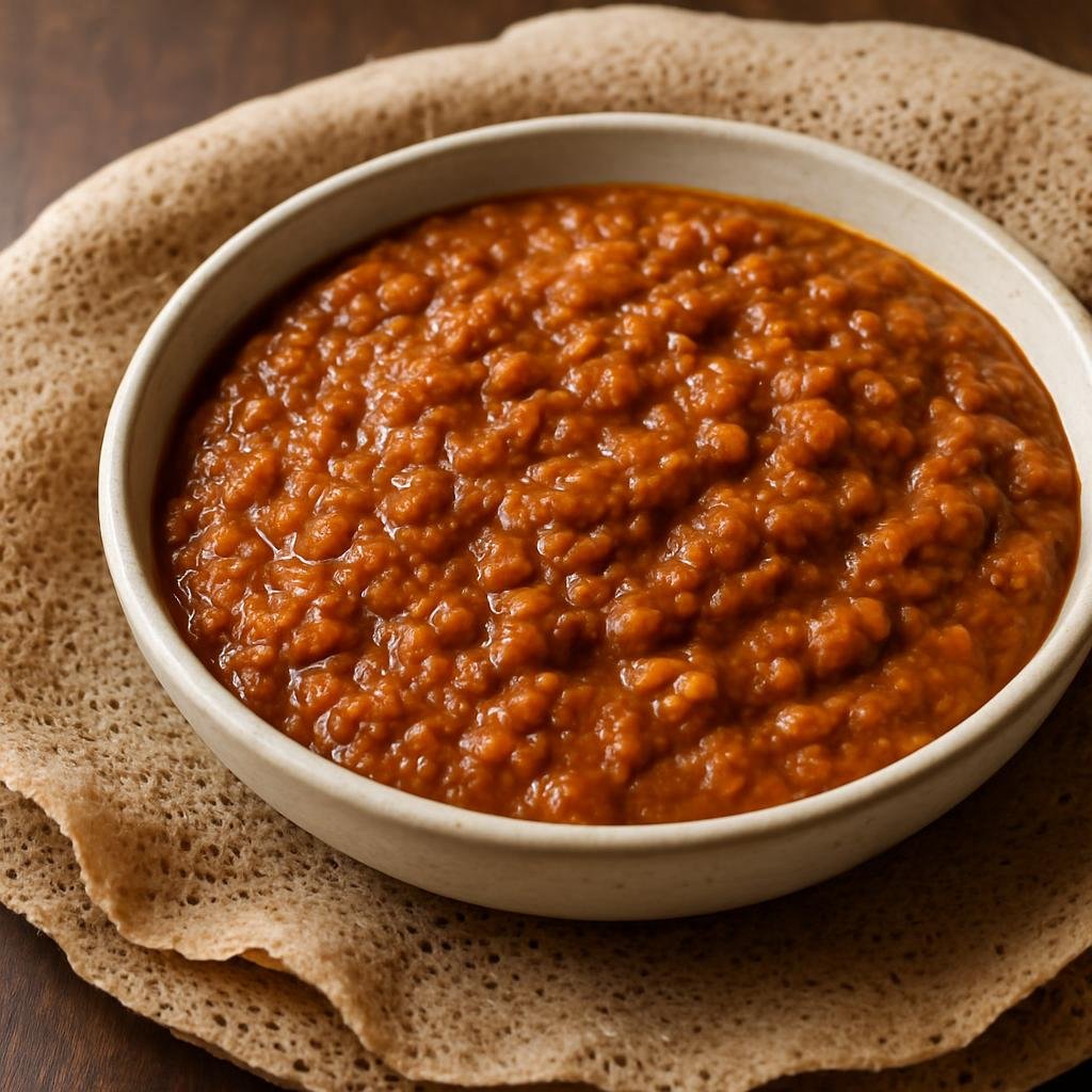 Entree: Ethiopia – Ethiopian Orthodox Fasting Cuisine – ሺሮ ወጥ ➤ Shiro Wot (Thick, spiced Ethiopian chickpea stew commonly eaten with injera during Orthodox fasting periods) recipe