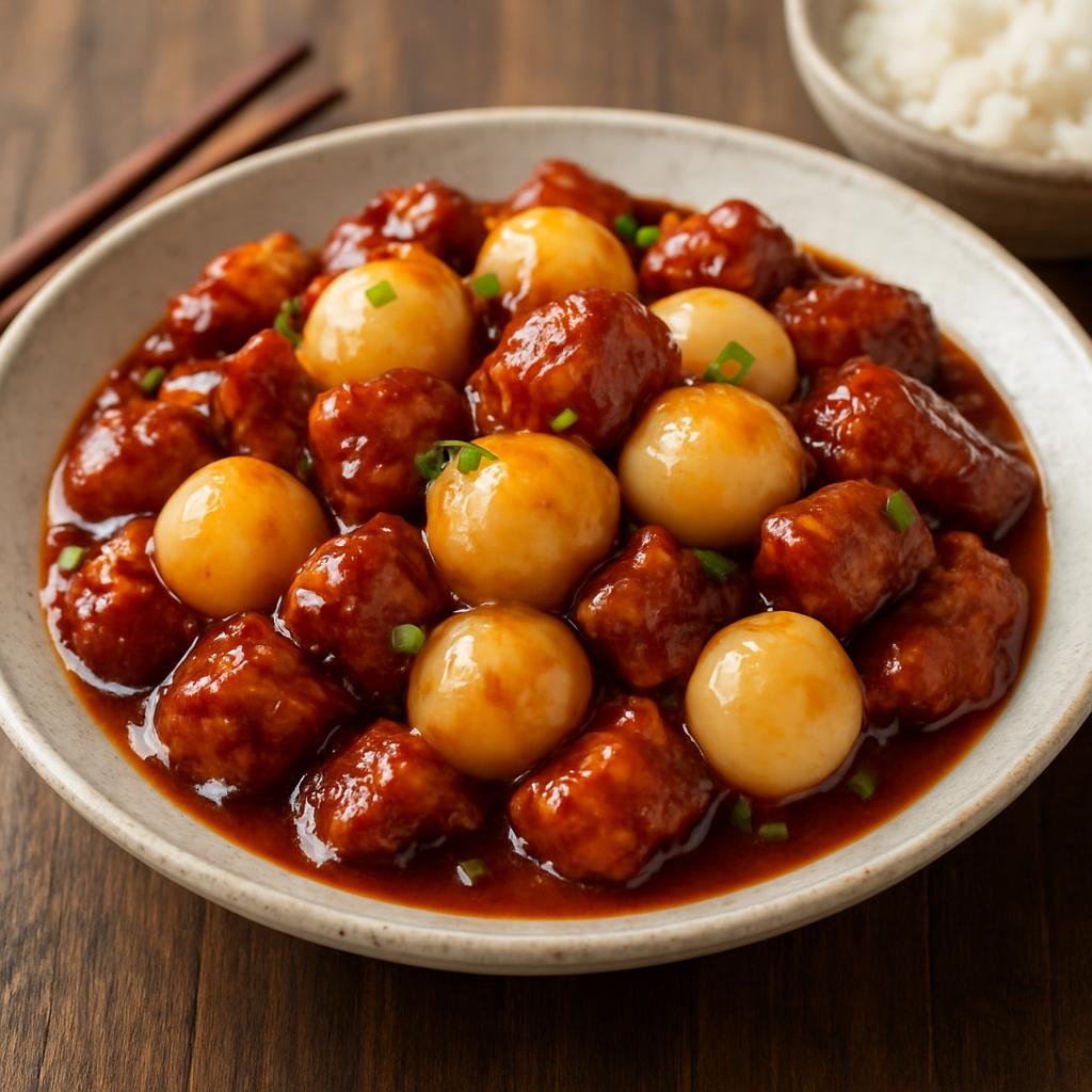 Entree: China – Fujian – 荔枝肉 ➤ Lìzhī ròu (Fujian-style sweet and sour pork stir-fry with lychee fruit in a glossy sweet-tart sauce) recipe
