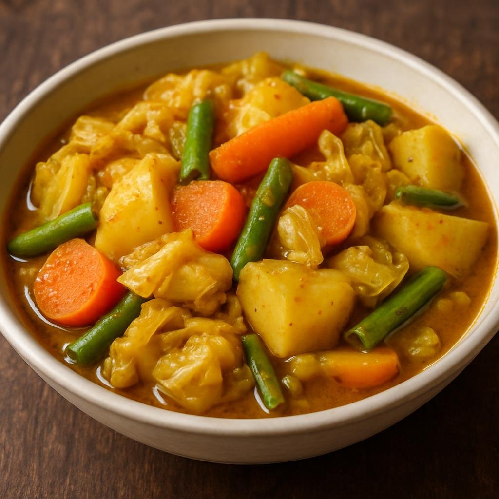 Entree: Ethiopia – Ethiopian Orthodox Fasting Cuisine – አትክልት ወጥ ➤ Atkilt Wot (Hearty Ethiopian vegetable stew of cabbage, carrots, potatoes and green beans simmered with turmeric and warm spices for fasting tables) recipe