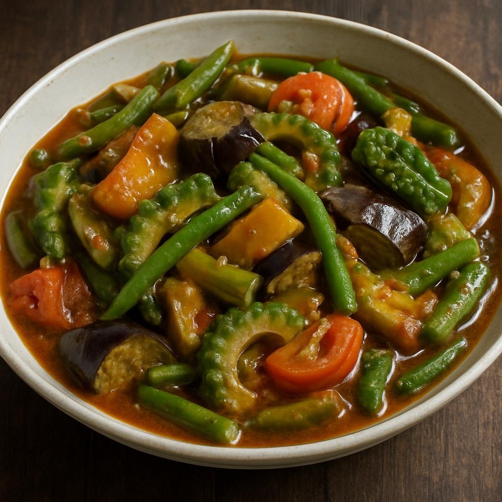 Entree: Philippines – Luzon – Pinakbet (A Luzon vegetable stew of squash, eggplant, bitter melon and other vegetables flavored with fermented shrimp paste) recipe