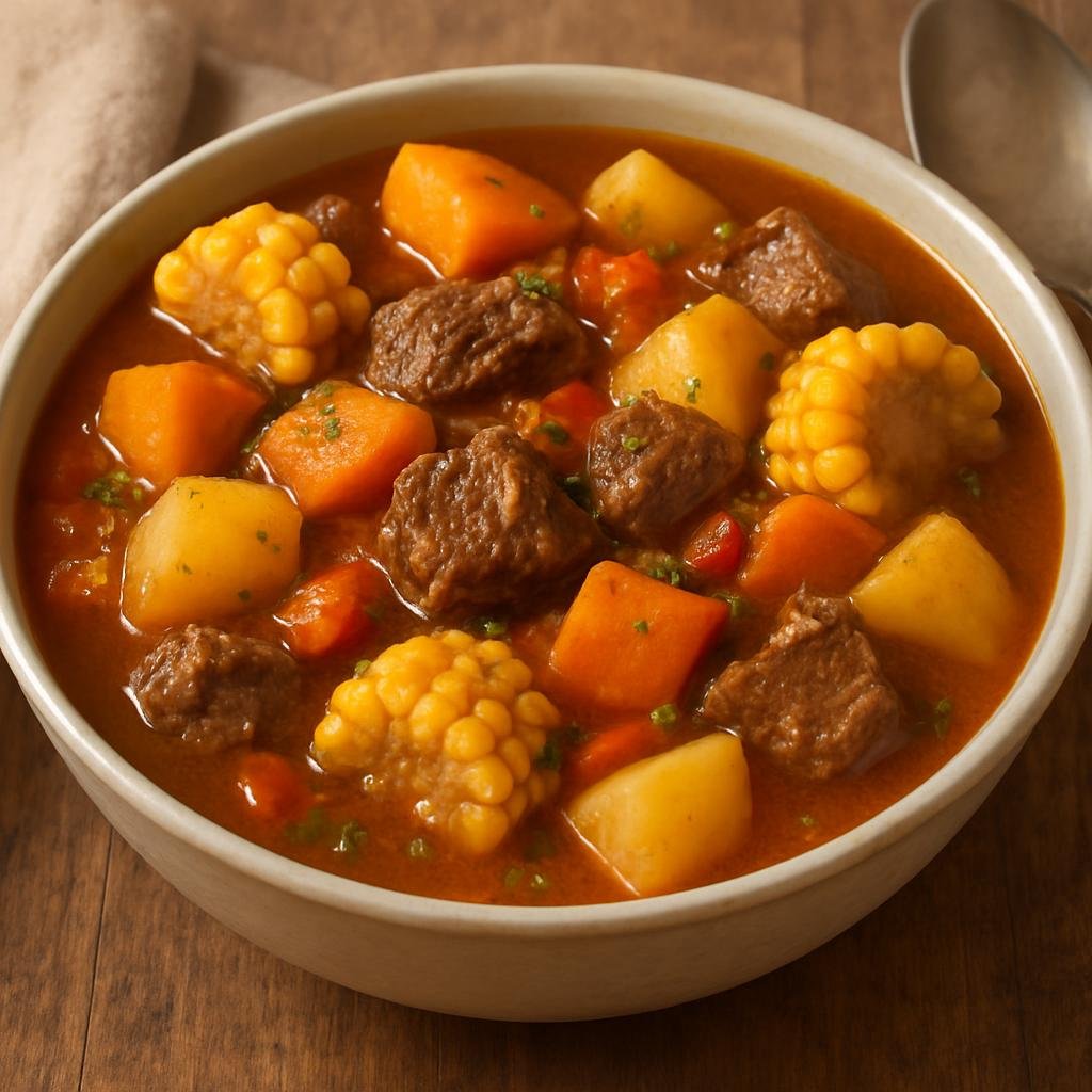 Entree: Argentina – Cuyo – Carbonada (Hearty Argentine beef and vegetable stew made with pumpkin, potatoes, corn and a touch of sweetness) recipe