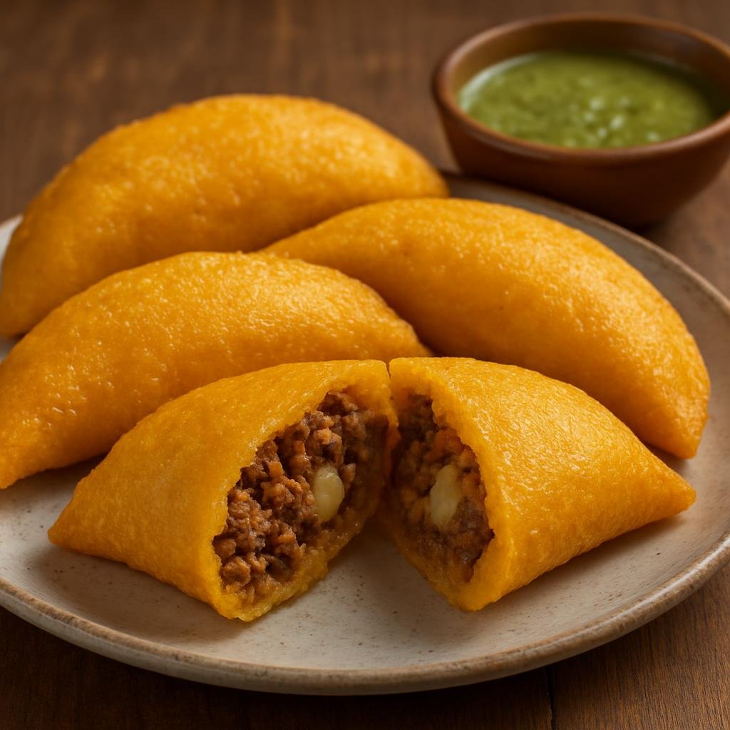 Entree: Colombia – Cauca & Valle – Empanadas Vallunas (Fried cornmeal turnovers from Valle filled with spiced beef and mashed potato) recipe