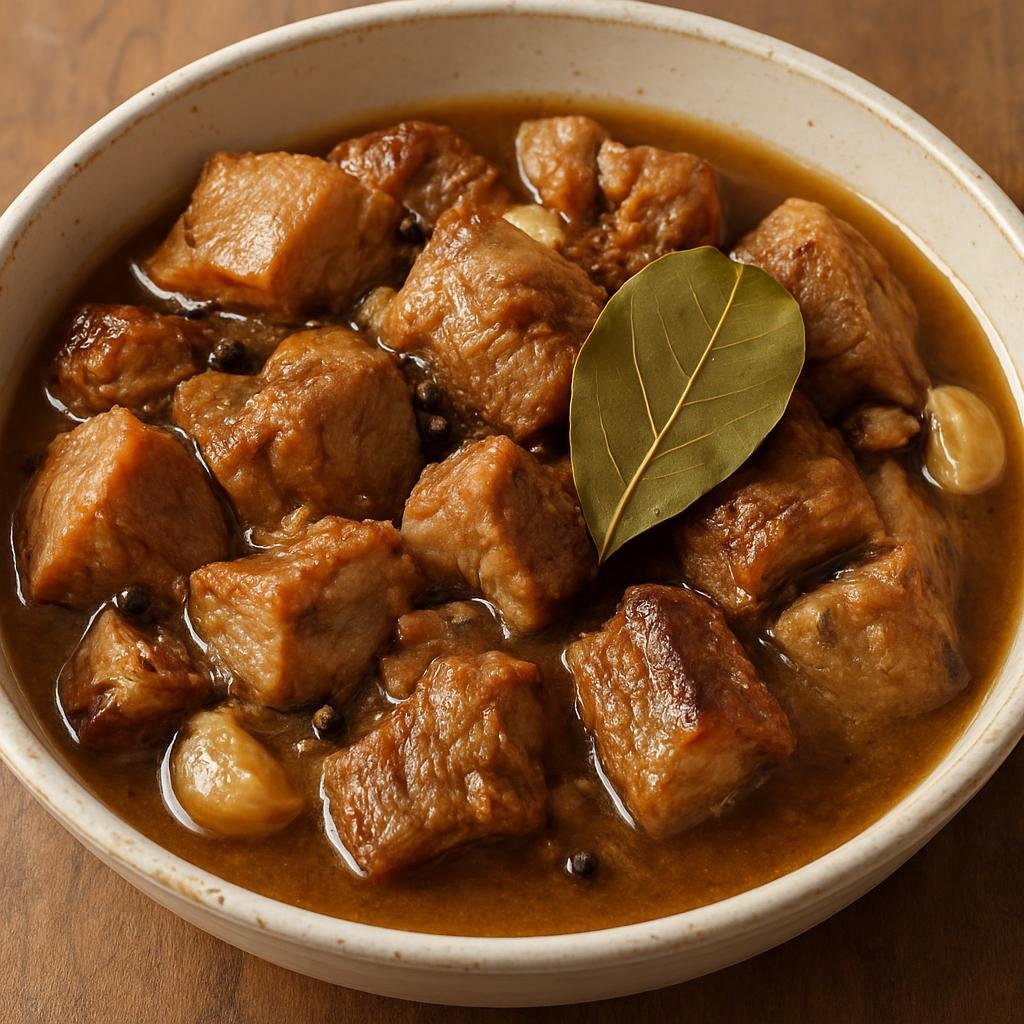 Entree: Philippines – Luzon – Paksiw na Lechon (Vinegar-braised roast pork, typically made from leftover lechon, simmered with garlic, bay leaf, peppercorns, and liver-based sauce) recipe