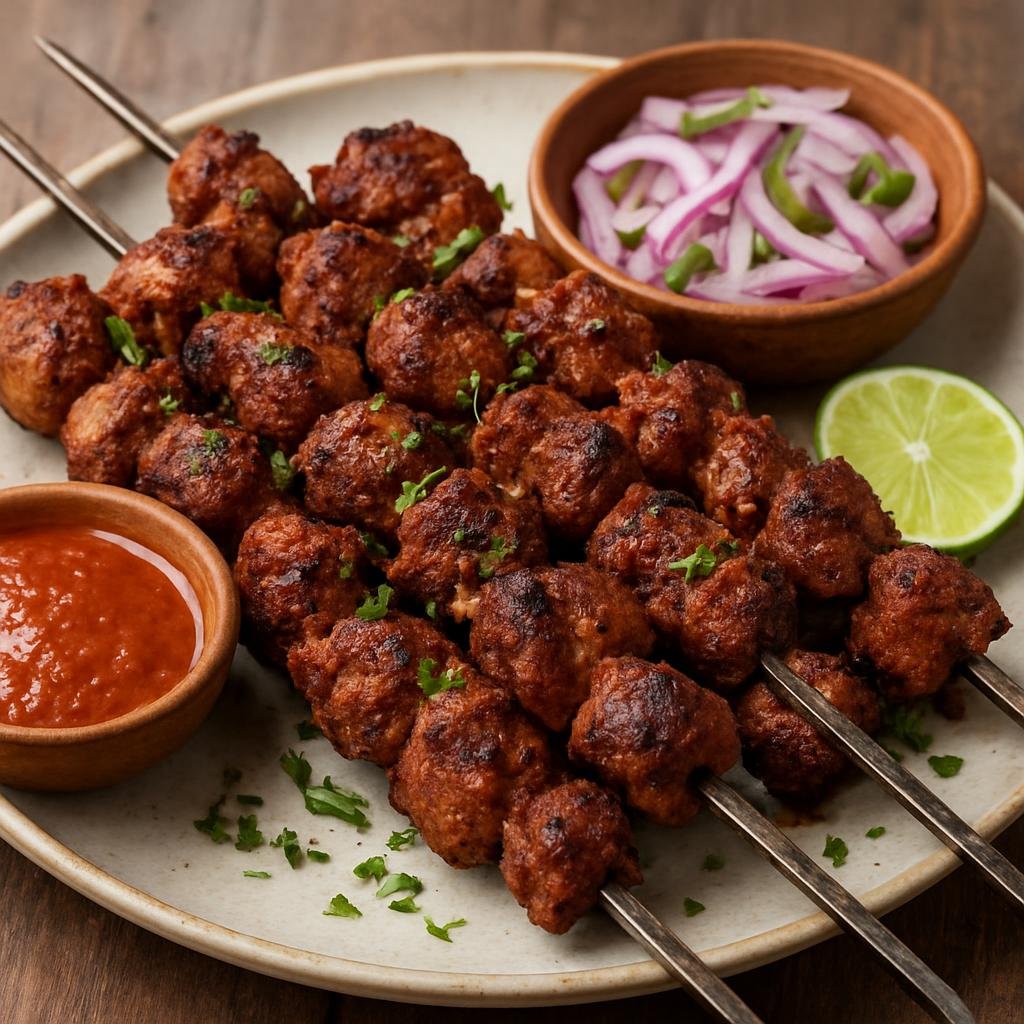 Entree: Nepal – Thakali Cuisine – मटन सेकुवा ➤ Matan Sekuwa (Charcoal-grilled spiced mutton skewers marinated in Nepalese herbs and spices) recipe