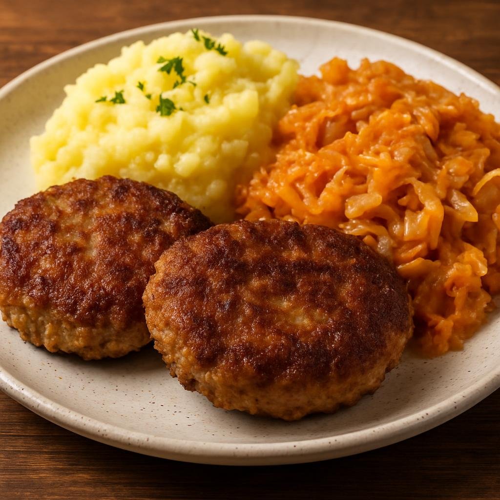 Entree: Poland – Podlasie – Kotlety mielone (Polish pan-fried seasoned ground meat patties, typically served with potatoes or braised cabbage) recipe