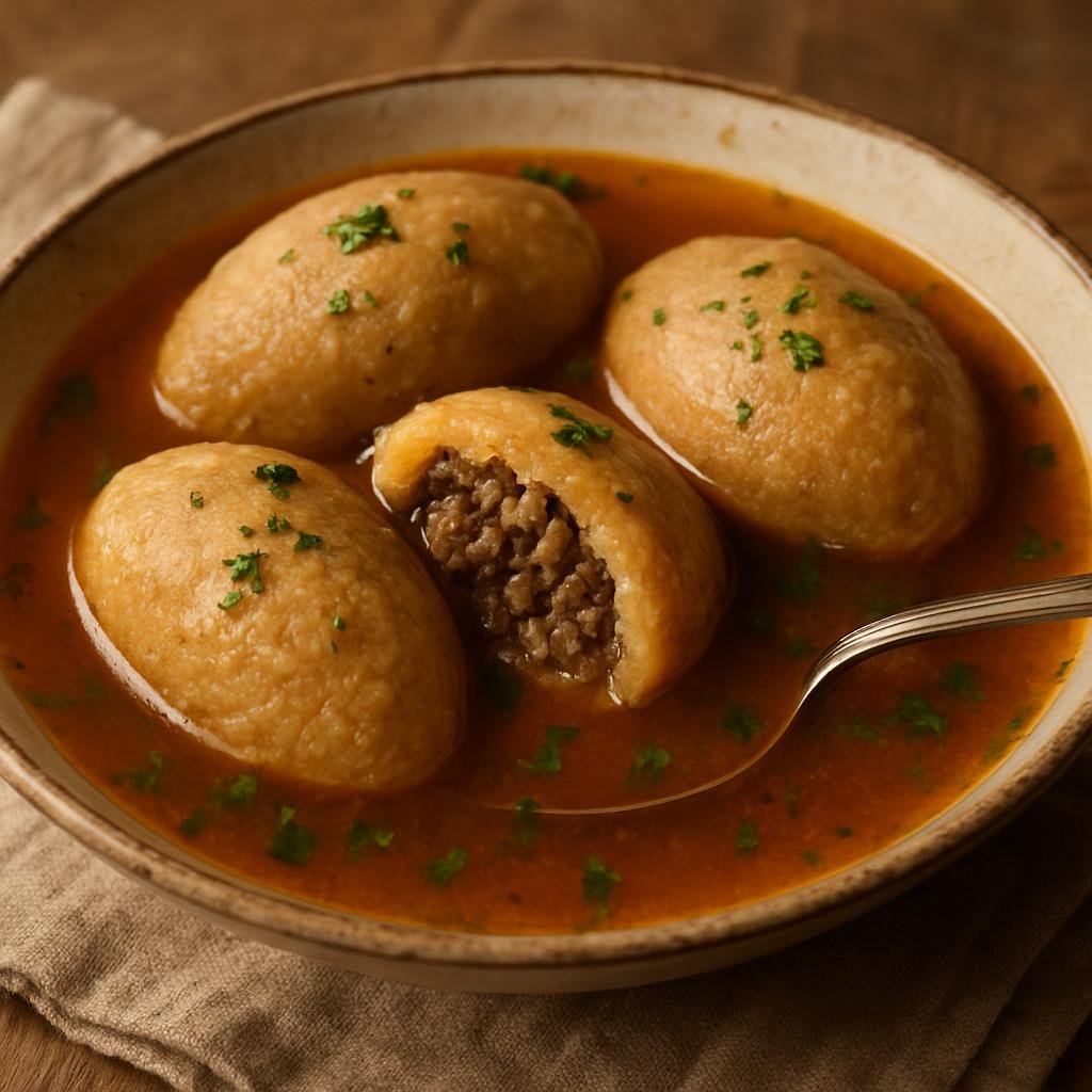 Entree: Israel – Negev – קובה ➤ Kubeh (Bulgur or semolina dumplings stuffed with spiced meat and simmered in a tangy broth) recipe