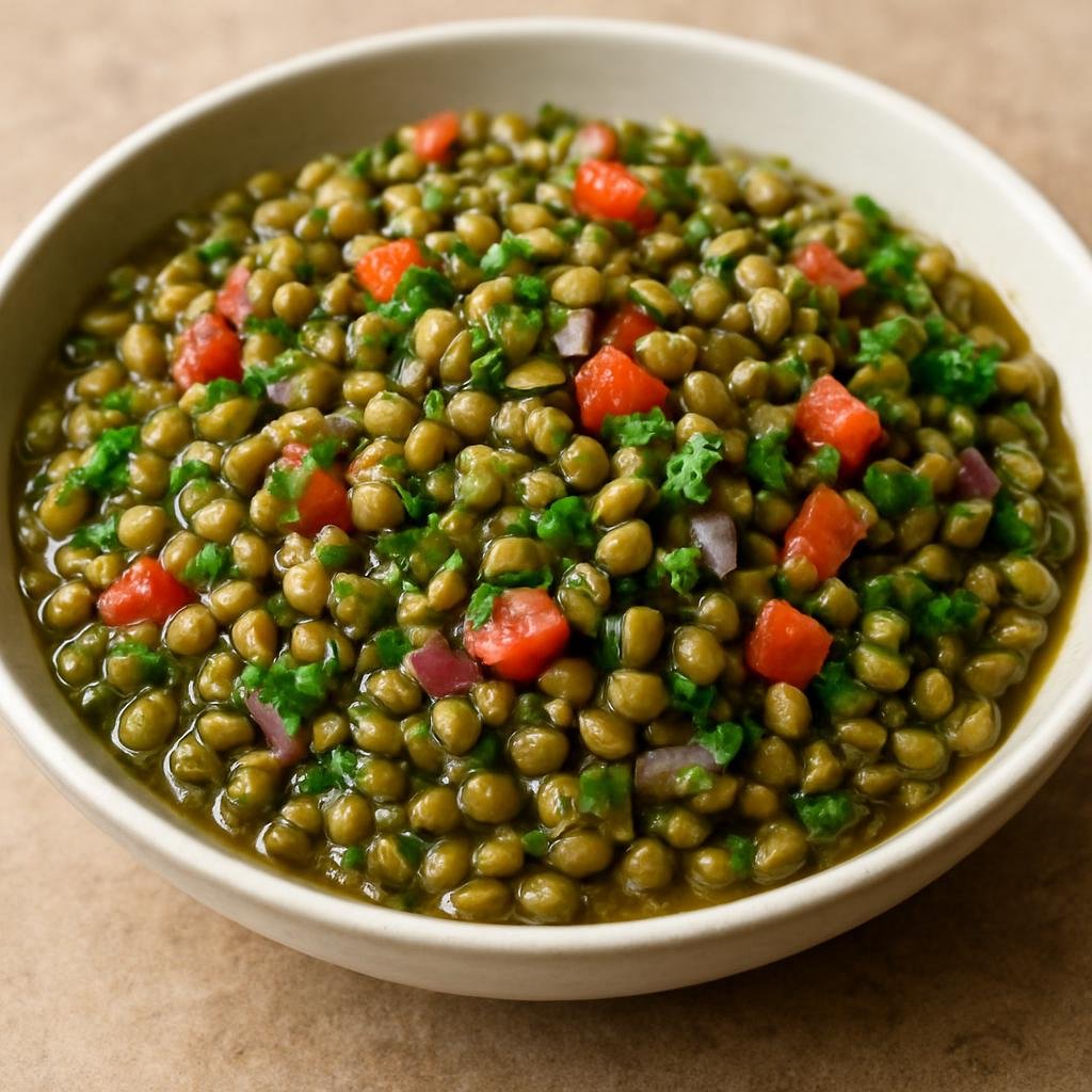 Entree: Ethiopia – Ethiopian Orthodox Fasting Cuisine – አዚፋ ➤ Azifa (Cold seasoned green lentil salad dressed with lemon, mustard, and oil, commonly eaten during fasting) recipe