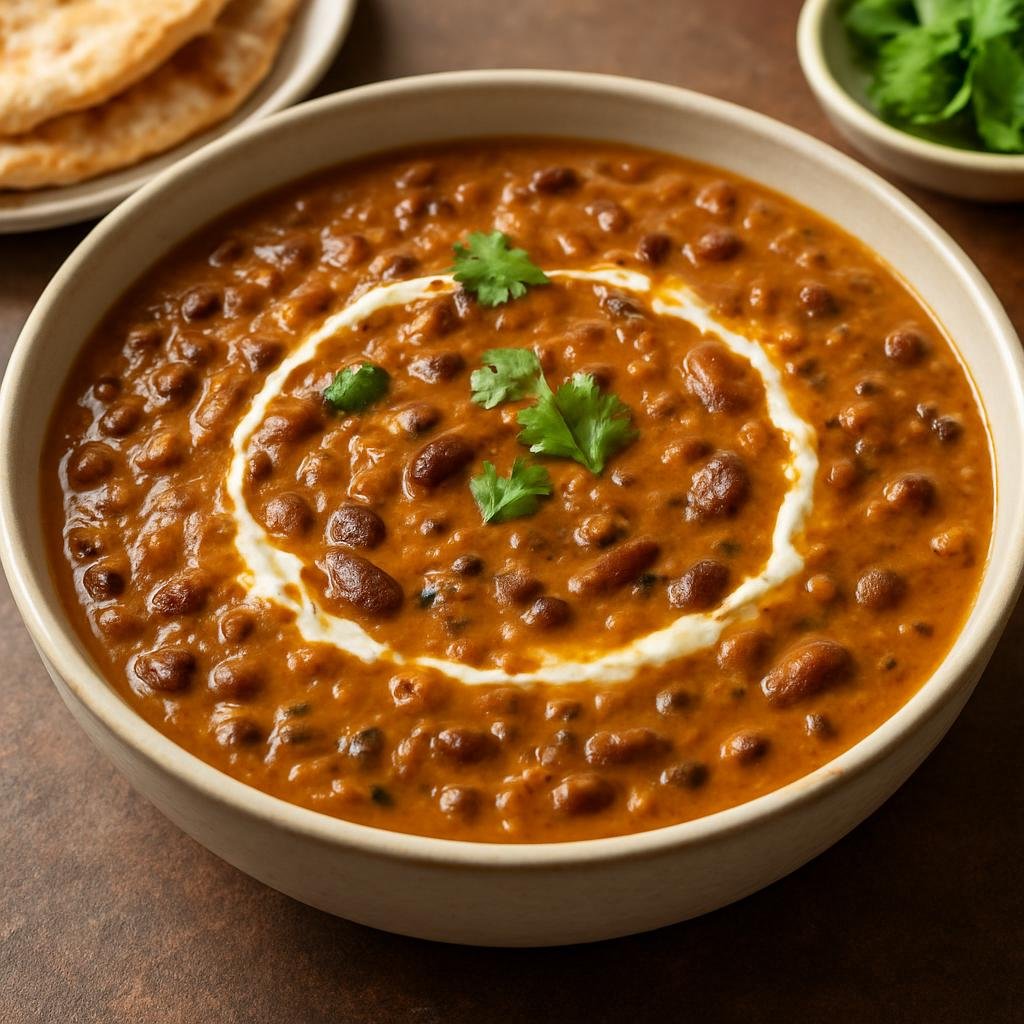 Entree: India – Punjab – ਦਾਲ ਮੱਖਣੀ ➤ Dāl Makhani (Slow-simmered whole black lentils and red kidney beans in a creamy spiced butter-tomato sauce) recipe