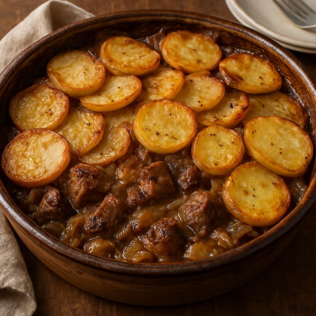 Entree: United Kingdom – England - Midlands – Leicestershire Hotpot (A slow-baked casserole of lamb and onions topped with sliced potatoes, traditional to Leicestershire) recipe