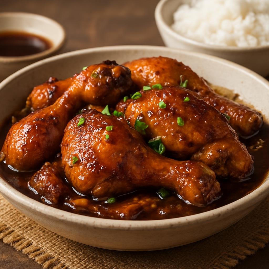 Entree: Vietnam – Mekong Delta – Ga Roti (Vietnamese-style caramel-braised roast chicken with a sweet-savory glaze) recipe