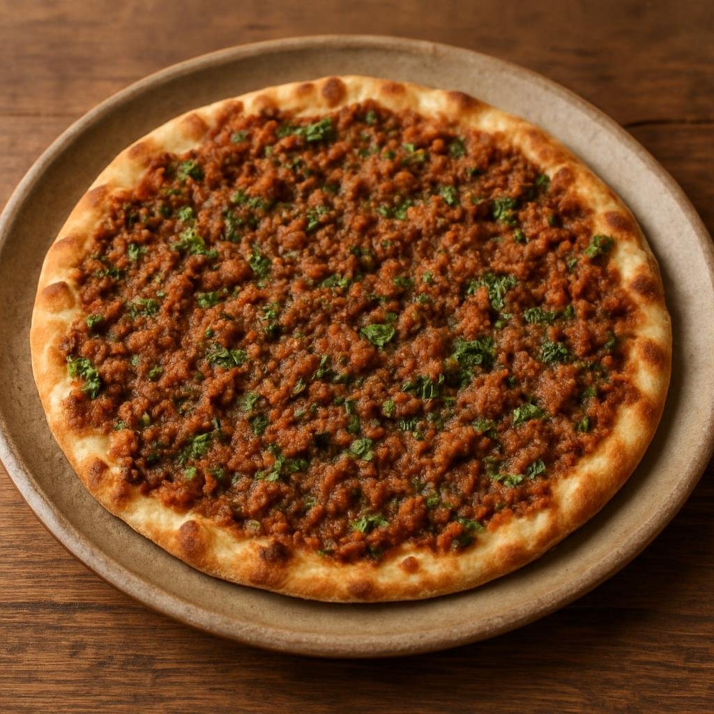 Entree: Armenia – Yerevan & Central Armenia – Լահմաջո ➤ Lahmajo (Thin round flatbread topped with a spiced ground meat and herb mixture, baked until crisp) recipe