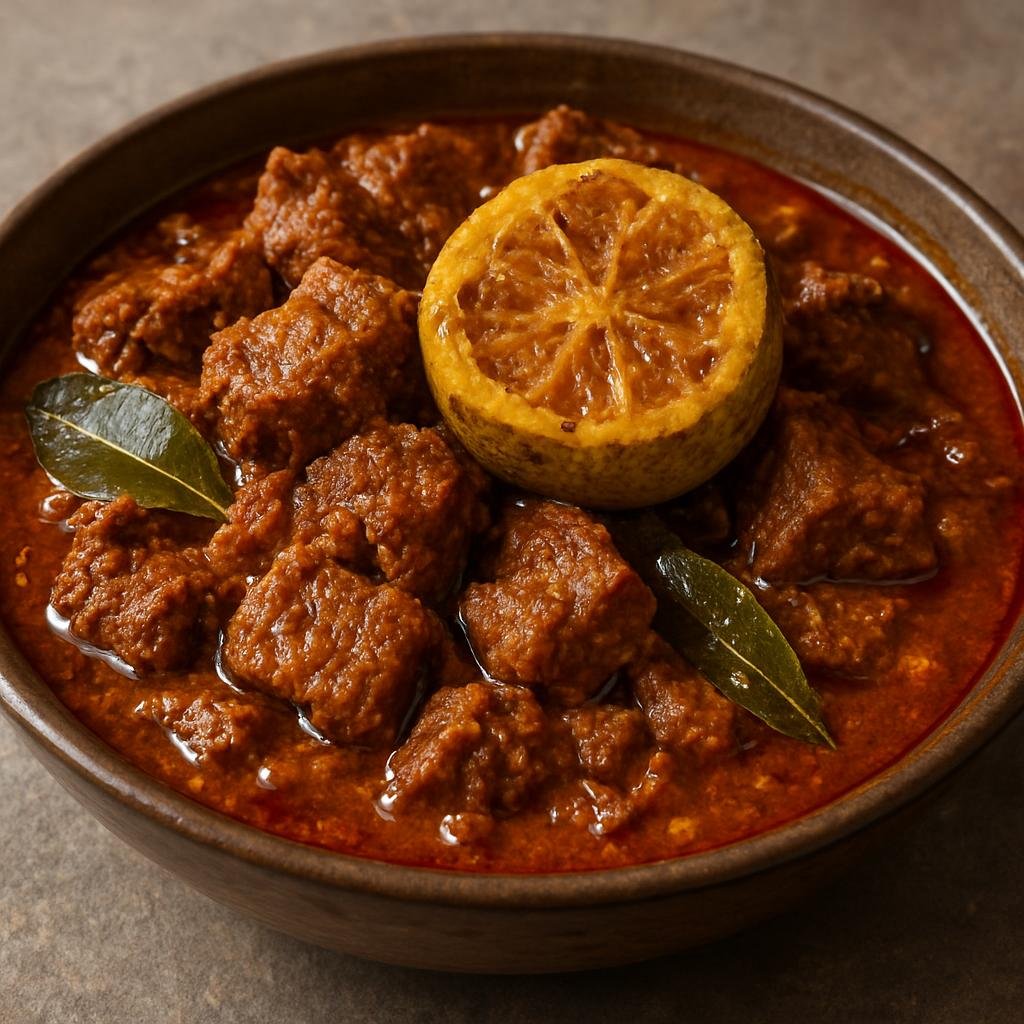 Entree: Bangladesh – Sylhet – শাটকরা গরুর মাংস ➤ Shatkora Gorur Mangsho (Sylheti beef curry braised with tangy shatkora citrus and warm Bengali spices) recipe