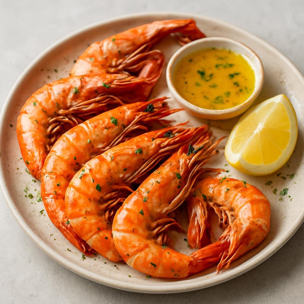 Entree: Australia – South Australia – South Australian King Prawns (Large king prawns simply grilled or pan-seared and served with a lemon‑garlic butter for a bright, coastal Australian seafood main) recipe