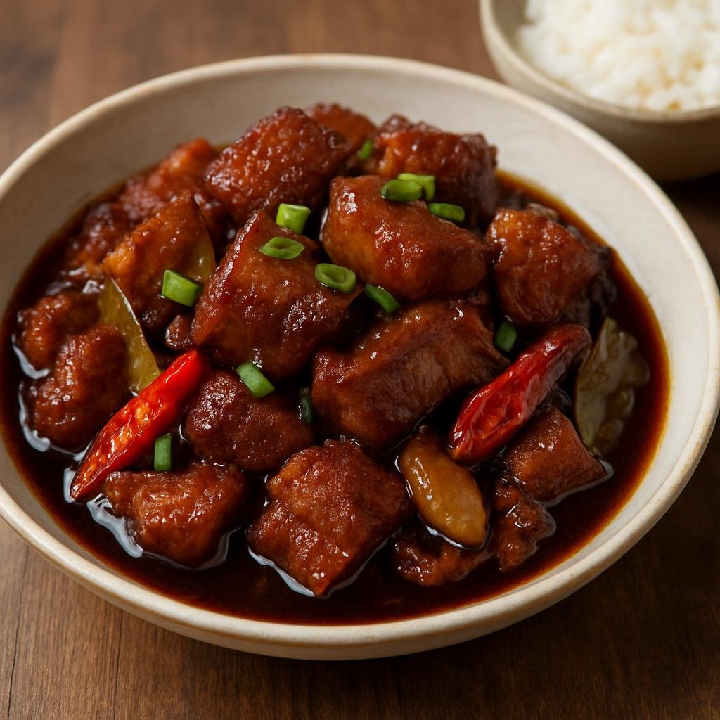 Entree: Indonesia – Chinese-Indonesian – Babi Kecap (Pork braised in sweet kecap manis soy sauce with aromatics) recipe