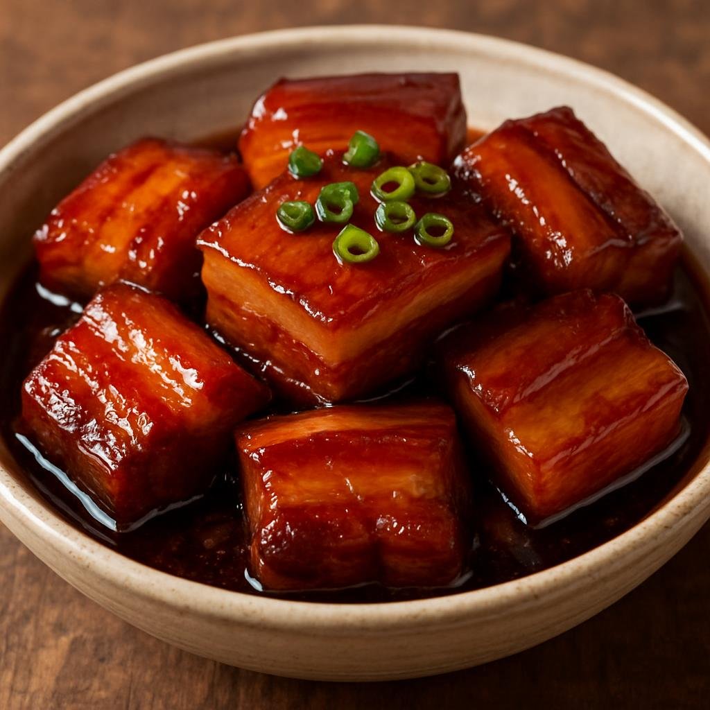 Entree: China – Zhejiang – 浙江红烧肉 ➤ Zhèjiāng hóngshāo ròu (Red-braised pork belly in a sweet-savory soy and caramel sauce) recipe