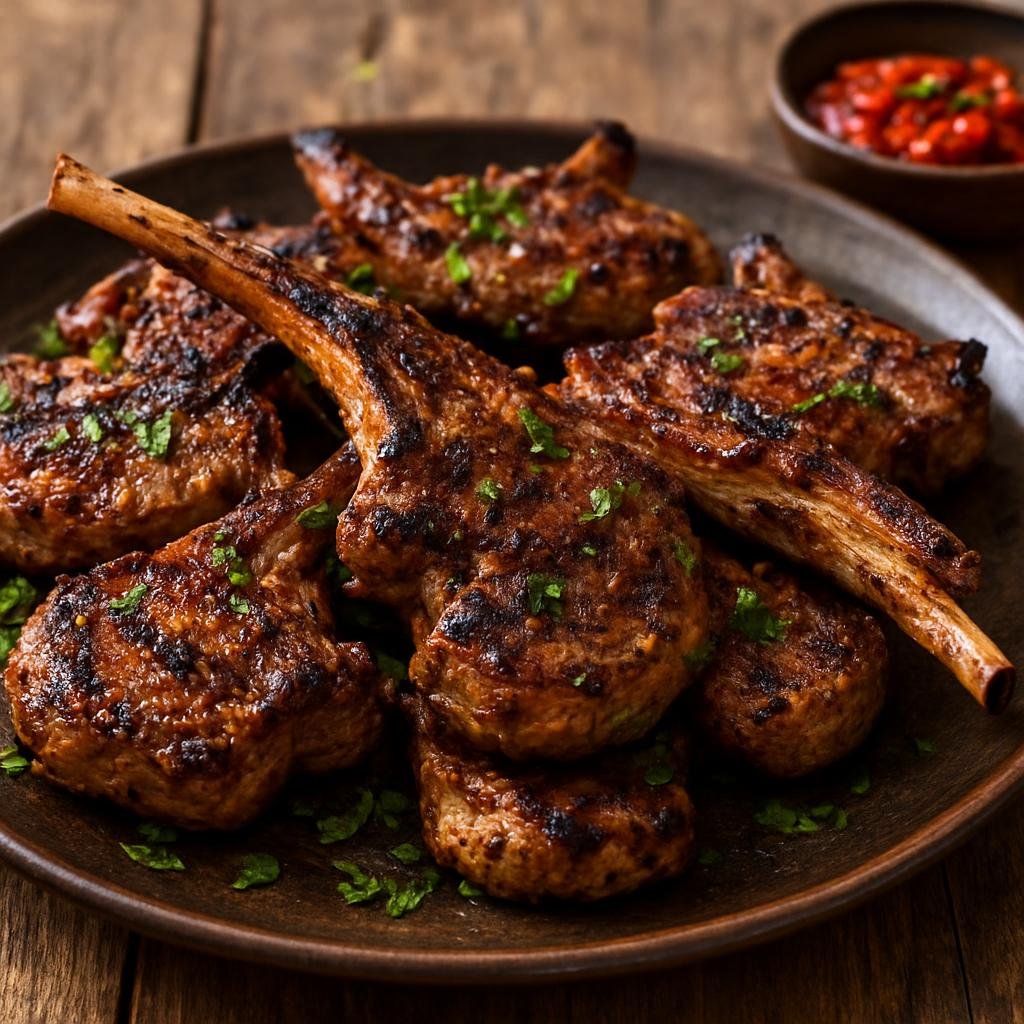 Entree: South Africa – South African Braai – Karoo Lamb Chops (Grilled seasoned lamb chops cooked over coals in the South African braai tradition) recipe