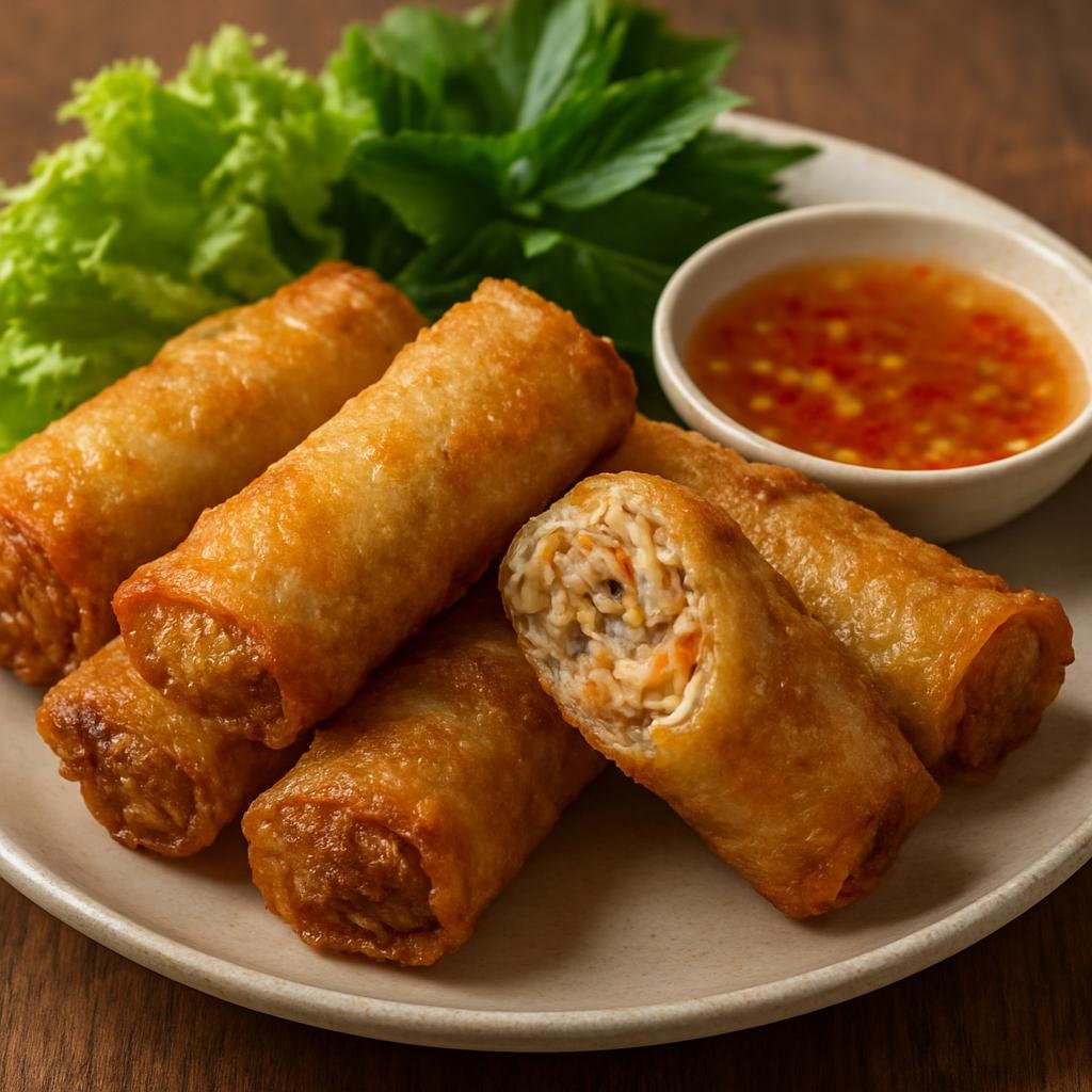 Entree: Vietnam – Northern Vietnam – Nem Ran (Crispy Vietnamese deep-fried spring rolls filled with seasoned pork, shrimp, glass noodles, and vegetables) recipe