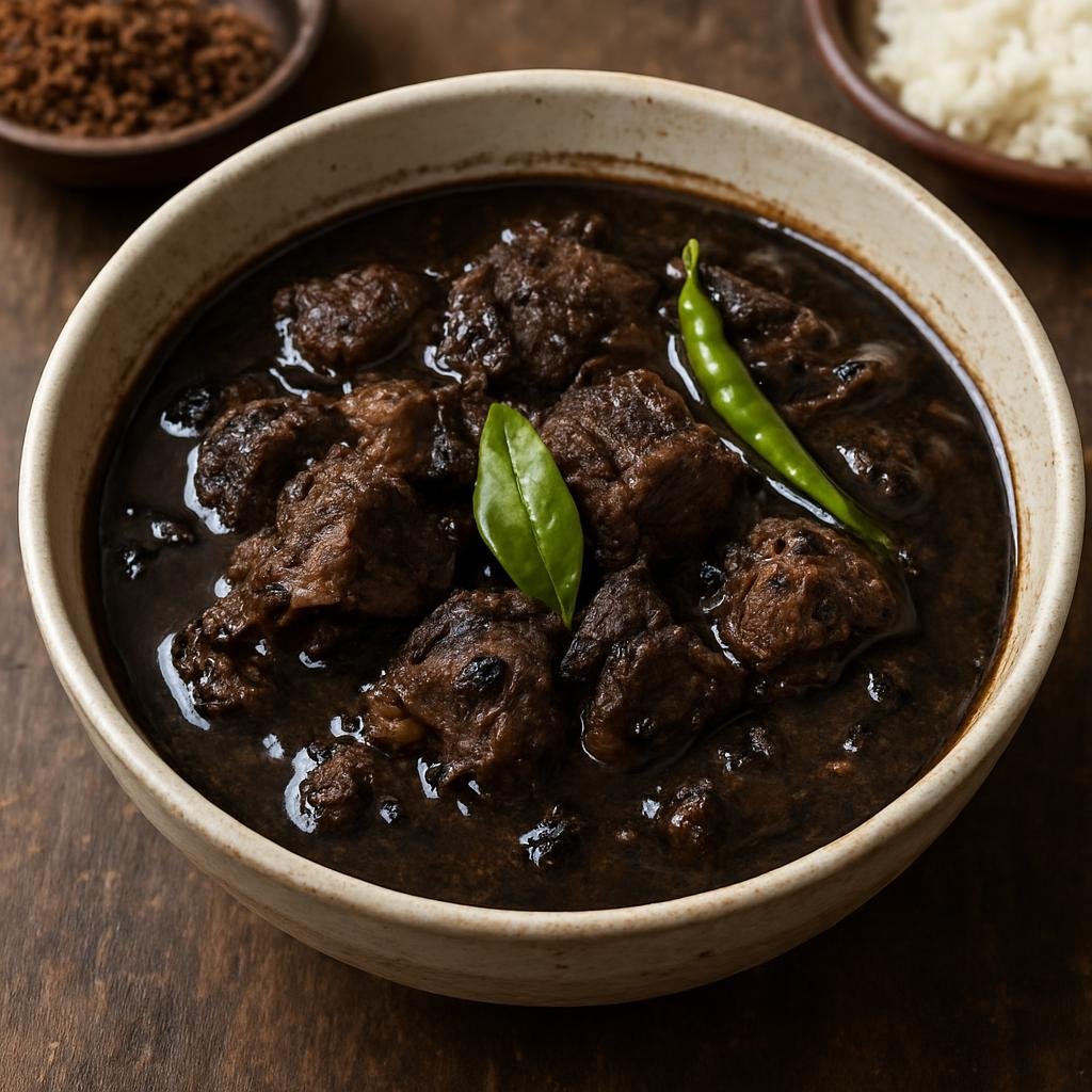 Entree: Philippines – Mindanao – Tiyula Itum (Smoky black beef soup from Mindanao, darkened and flavored with charred coconut and local spices) recipe