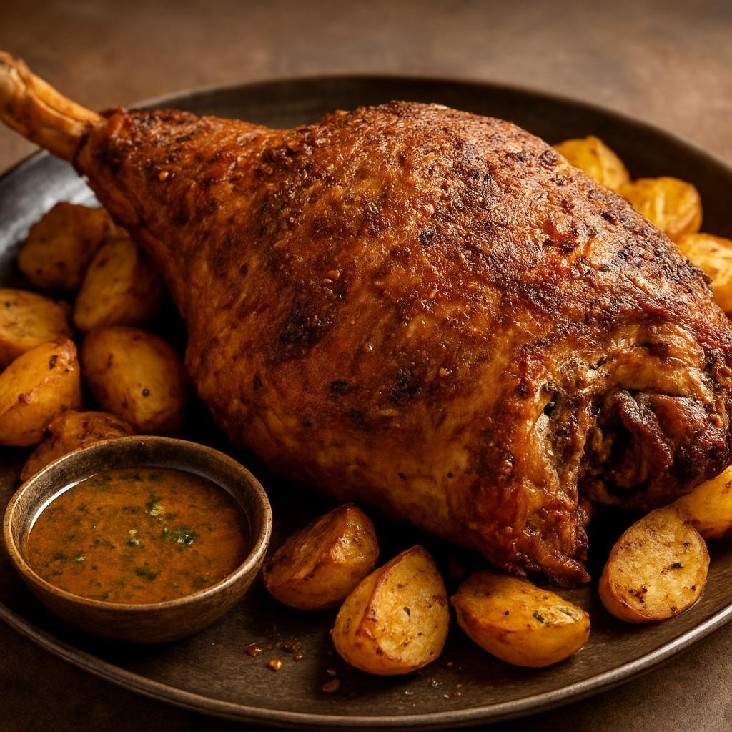 Entree: Algeria – Sahara Algeria – المشوي ➤ Mechoui (Whole roasted lamb seasoned with cumin, garlic, and North African spices) recipe