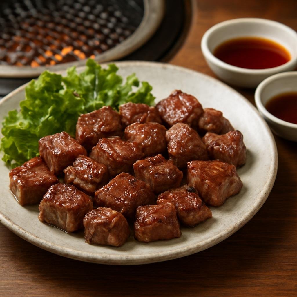 Entree: Japan – Kanto / Tokyo – 焼肉 ➤ Yakiniku (Japanese-style grilled bite-sized meats cooked quickly over a hot grill and served with dipping sauces) recipe