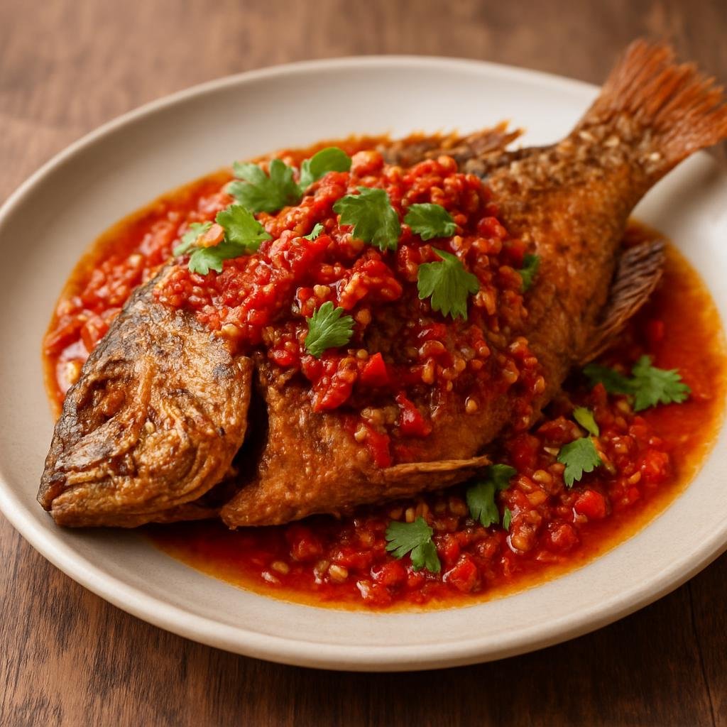 Entree: Malaysia – Peranakan / Nyonya – Ikan Cili Garam (Crispy whole fried fish served with a tangy, salty-spicy chili sauce) recipe