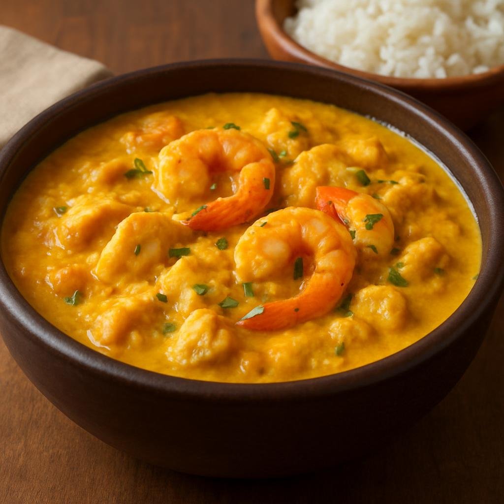 Entree: Brazil – Central Culinary Region – Vatapá (Creamy Brazilian coconut-and-palm-oil seafood and bread stew) recipe