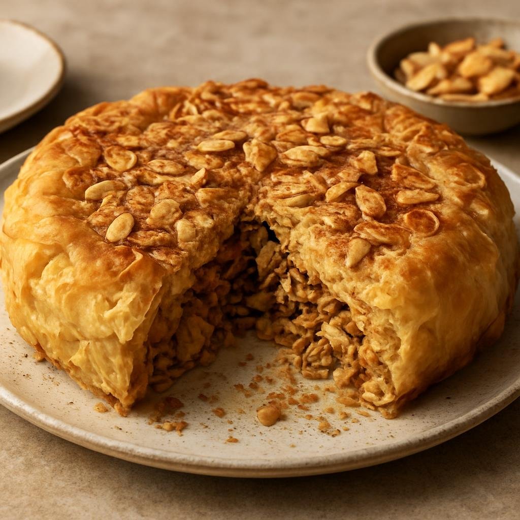 Entree: Morocco – Moroccan Jewish Cuisine – بسطيلة ➤ Bastilla (Savory-sweet layered pie of spiced poultry and toasted almonds wrapped in thin pastry) recipe