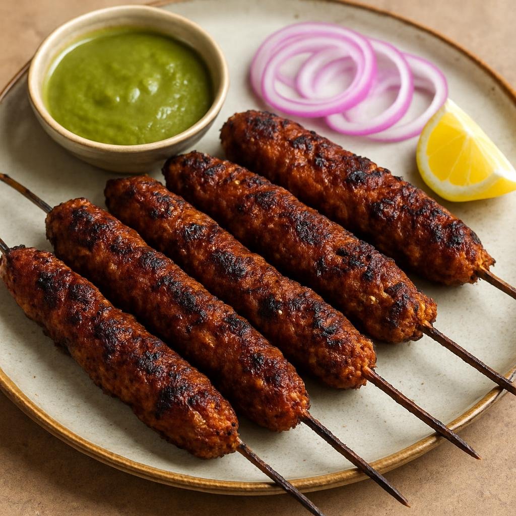 Entree: India – Bohri Muslim Cuisine – Bohri Seekh Kebabs (Spiced minced meat skewers from the Bohri Muslim community, grilled or pan-seared until charred and juicy) recipe