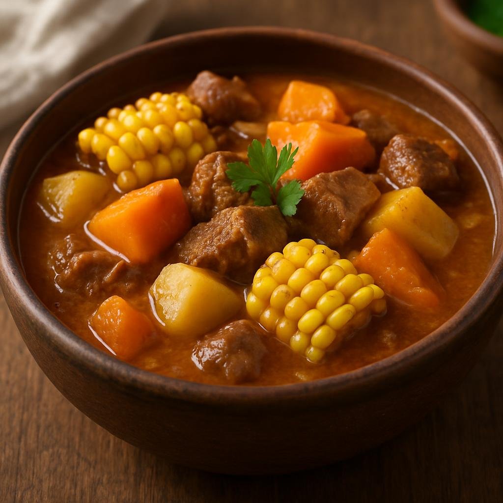 Entree: Chile – Santiago – Carbonada (Hearty Chilean beef and vegetable stew with squash, potatoes, and corn) recipe
