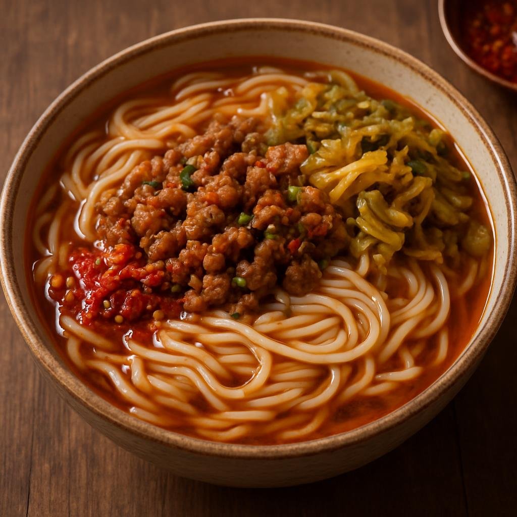 Entree: China – Guangxi – 桂林米粉 ➤ Guìlín mǐfěn (Guangxi-style rice noodle bowls served in a savory pork broth with pickled vegetables and chili) recipe