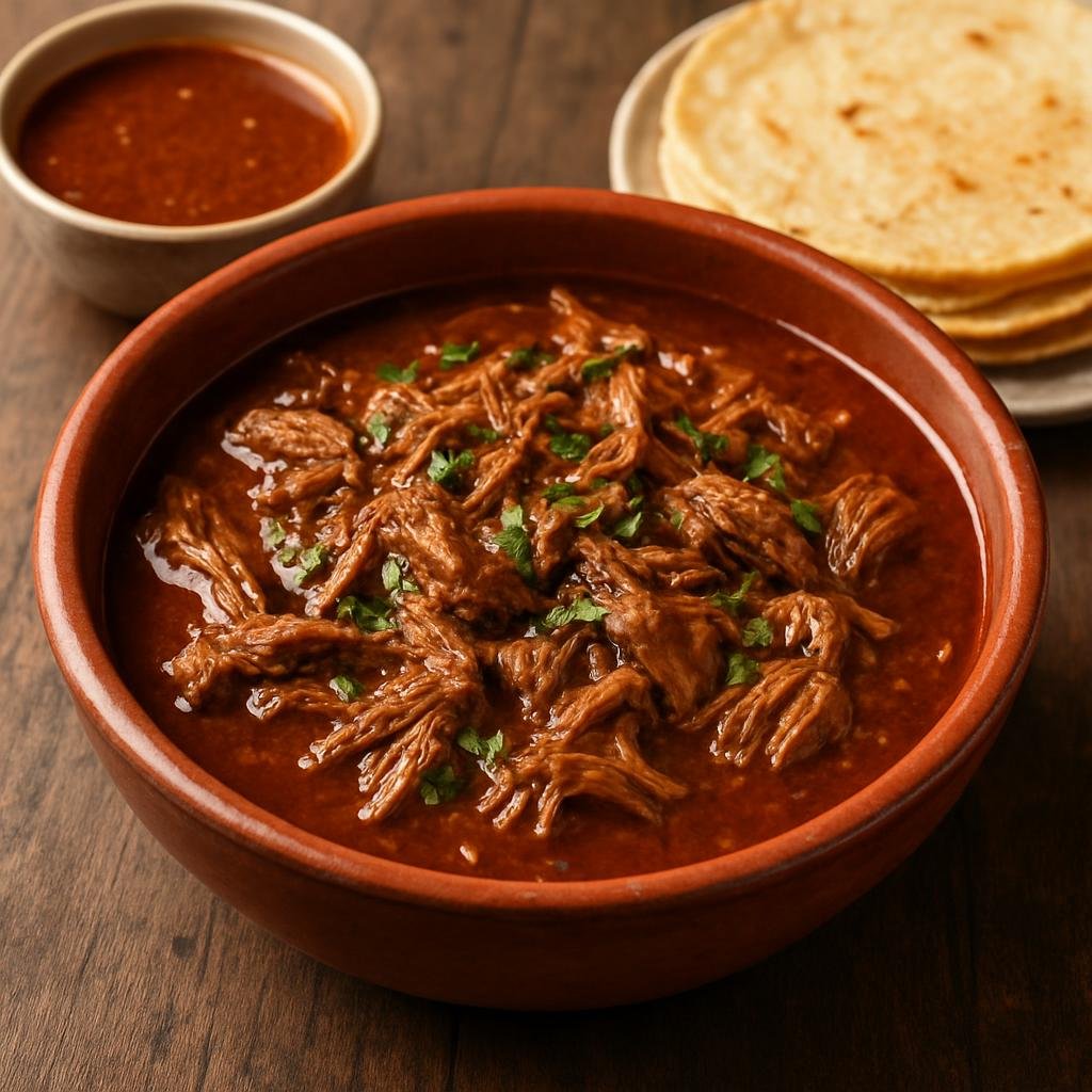 Entree: Mexico – Jalisco – Birria (Slow-braised spiced beef stew served with a rich consommé and tortillas) recipe