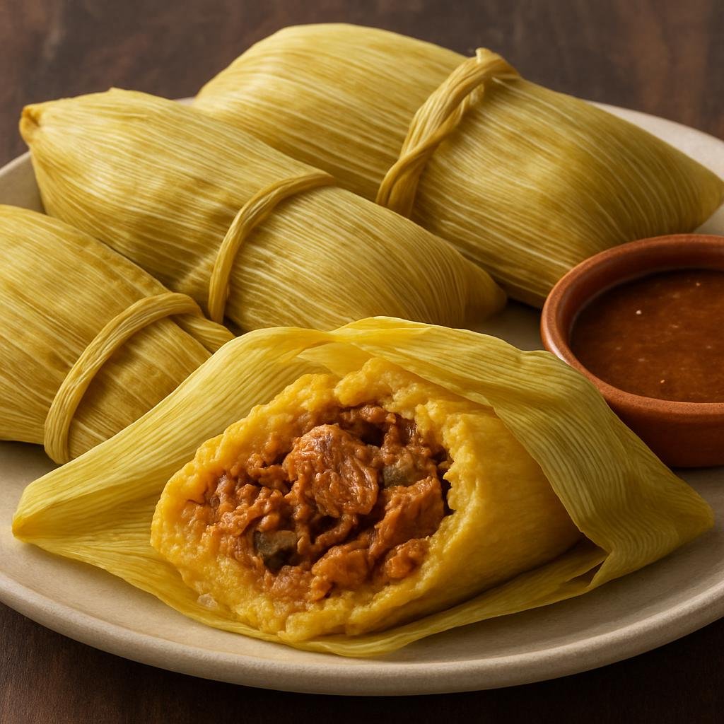Entree: Argentina – Northwest Argentina – Tamales Norteños (Steamed corn masa parcels filled with seasoned pork and aromatics wrapped in corn husks) recipe