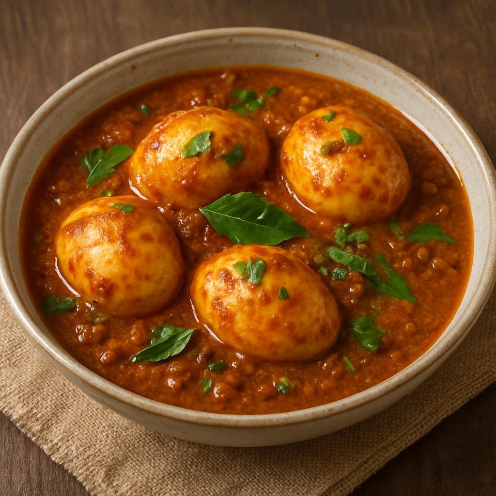 Entree: India – Chettinad – செட்டிநாடு முட்டை கறி ➤ Chettinaadu Muttai Kari (South Indian curried hard-boiled eggs in a spiced coconut and tomato gravy) recipe