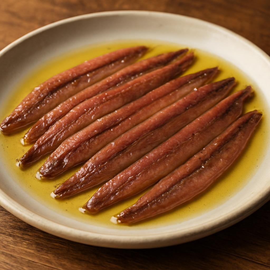 Entree: Spain – Cantabria – Anchoas de Santoña (Cantabrian anchovies salt-cured and preserved in olive oil, traditionally from Santoña) recipe